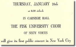 Carnegie Hall Program Cover, Fisk Jubilee Singers, 1929